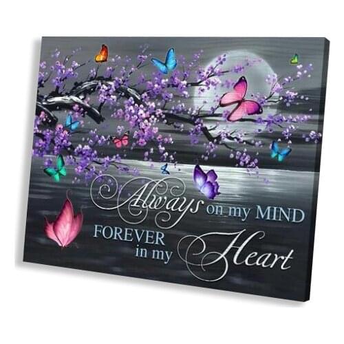 HD Wall Room Poster Vintage Purple Flowers Butterfly Canvas Amazing Landscape Painting Home Decor Cuadros For Office Livingroom