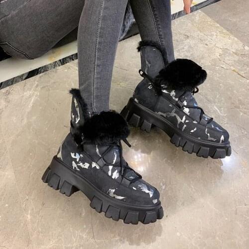 New Arrival Women Cow Leather Ankle Boots Keep Warm Winter Snow Boots Platforms Casual Shoes Woman Basic Boots