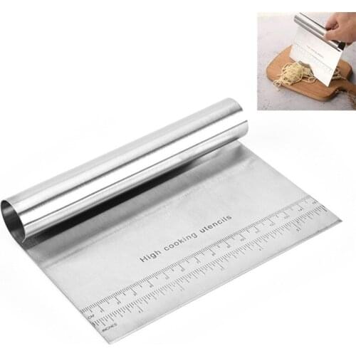 Stainless Steel Pizza Dough Scraper Cutter With Scale Baking Pastry Spatulas Fondant Cake Decoration Tools Kitchen Accessories