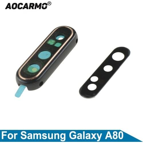 Aocarmo Rear Back Camera Lens With Frame Adhesive For Samsung Galaxy A80 A805F Replacement Parts
