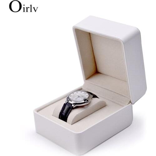 Oirlv New White/Black Round Corner Leather Watch Display Stand Packaging Gift Box Bracelet Organizer Showcase Jewelry Storage