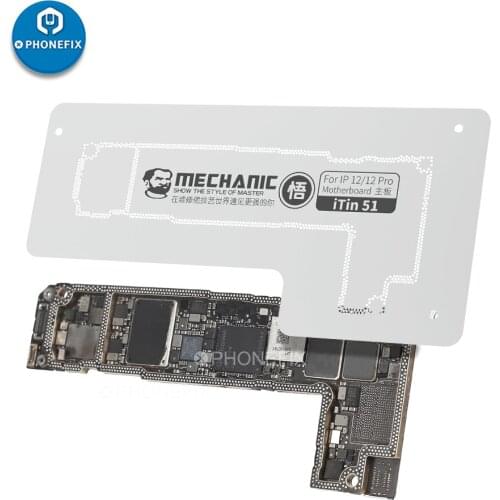 Mechanic iTin Planting Tin Template for A14 CPU Baseband RF IC ITin 50 51 BGA Stencil for iPhone 12/12Pro Max CPU Steel Mesh