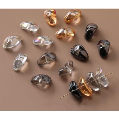 Whosale 100pcs/lot color print geometry irregular shape Straight hole glass beads diy jewelry earring/bracelet accessory