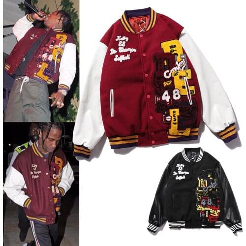 Autumn and winter Embroidered Baseball suit mens stand collar coat cotton coat mens jacket