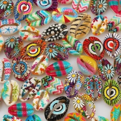 20pcs/lot Multicolor 10-20mm Natural Shell Painted Loose Spacer Beads For Jewelry Making Diy Necklace Bracelet Accessories