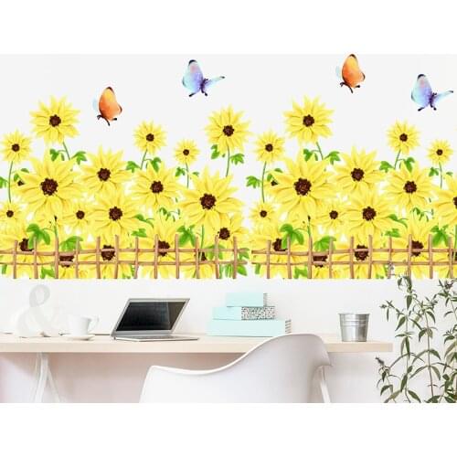 [SHIJUEHEZI] African Daisy Wall Stickers DIY Flowers Wall Stickers for Living Room Nursery Window Home Baseboard Decoration