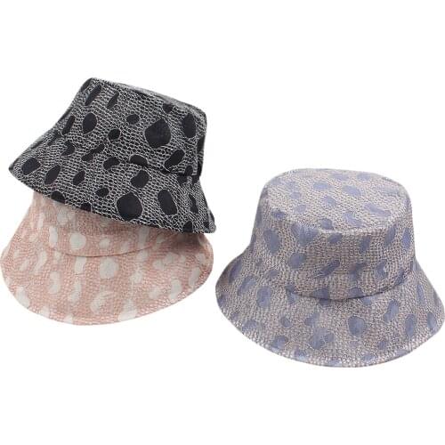 Women Bucket Hat Lace Splicing Spots Lightweight Fisherman Hat Summer Sunscreen Panama Hat Outdoor Bucket Hat Sunbonnet Fedoras