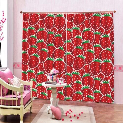 Fresh strawberry 3D Blackout Curtains Healthy non-pollution Digital Print Custom Design Window Curtain Indoor outdoor Decor