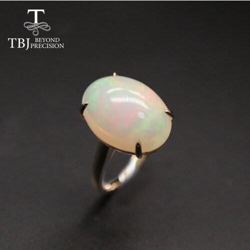 Tbj,14K yellow gold 8.1ct Opal Ring 100% Natural Ethiopia Opal gemstone oval 13*18mm fine 585 gold jewelry for women nice gift