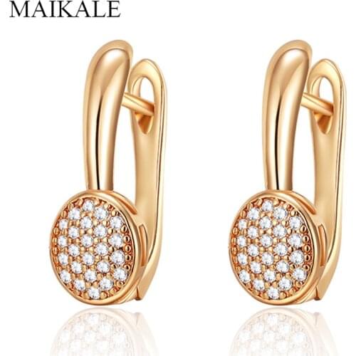 MAIKALE Simple Zircon Ball Stud Earrings for Women Gold Cubic Zirconia Charm Earings Korean Earrings Fashion Jewelry Gift
