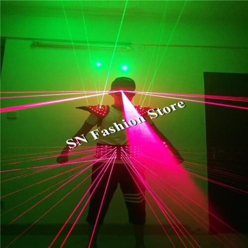 T26-1 Ballroom dance led costumes laser vest shoulder laser glasses led costumes 1 set dj singer wears bar party cosplay clothes