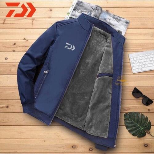 Winter Large Size Daiwa Fishing Clothes Mens Outdoor Velvet Warm Fishing Clothes Mountaineering Wind and Cold Fishing Jacket