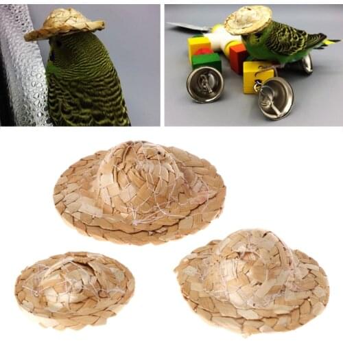 2021 New 1PC Handmade Straw Woven Hat Adjustable For Parrot Birds Accessories Fashionable