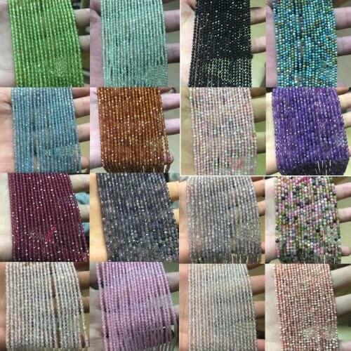 2mm Natural Stone Beads Tourmaline Peridot Amethyst Garnet Spinel Moonstone Amazonite for Necklace Bracelet DIY Jewelry Making