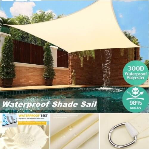 300D Waterproof Sun Shade Square Rectangle Shade Sail Garden Terrace Canopy Swimming Camping Hiking Yard Sail Awning Outdoor