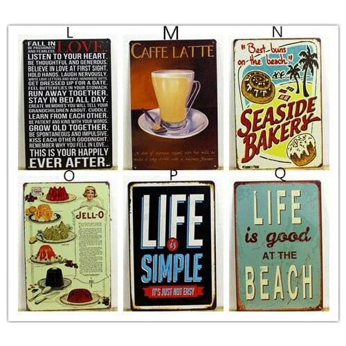 40 pcs ashion Cake Dessert CAFE BAR Kitchen TIN SIGN Wall Metal Painting Vintage Retro Poster Home Decor Art Wall Decoration