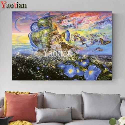 5D Diamond Painting Full Round Daffodil fairy Rhinestones Embroidery Fantasy sailboat Diamond Mosaic Cross Stitch Home Decor