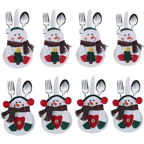 8Pcs Christmas Decoration Restaurant Hotel Layout Non-Woven Old Man Snowman Christmas Knife And Fork Bag Cutlery Cover