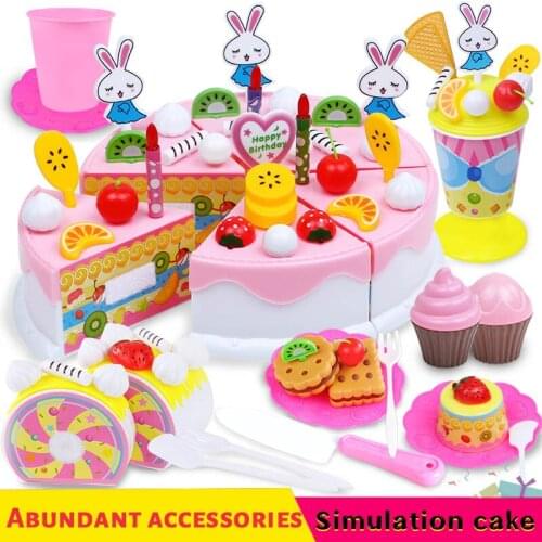 88piece Children Pretend To Play With Toys Diy Birthday Fruit Cake Rabbit Cute Modeling Girl Parent Child Interactive Toys Gifts