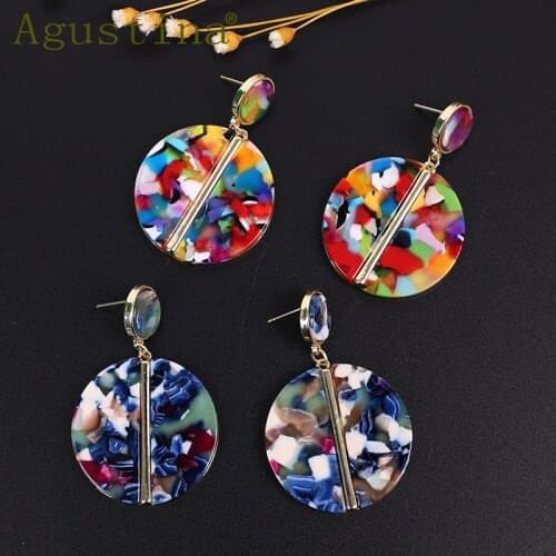 Agustina Fashion Acrylic Earrings for Women Bohemian Jewelry Long Drop Earrings Korean Geometric metal Punk big Earring Brincos