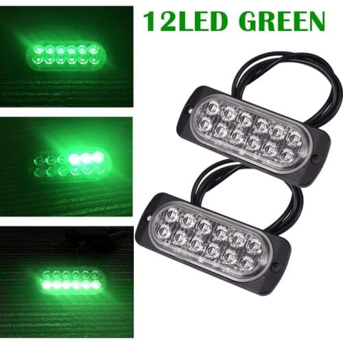 2PCS Green 12LED 36W Car Truck Motorcycle Emergency Beacon Warning Hazard Flash Strobe Light Bar Fog Lamp 12V 24V For Car