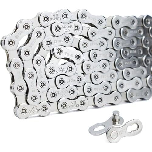 Bicycle Chain Steel 126 Links 12 Speed MTB Road Bike Half Hollow Chain Cycling Equipment Accessories Silver Repair Replacement