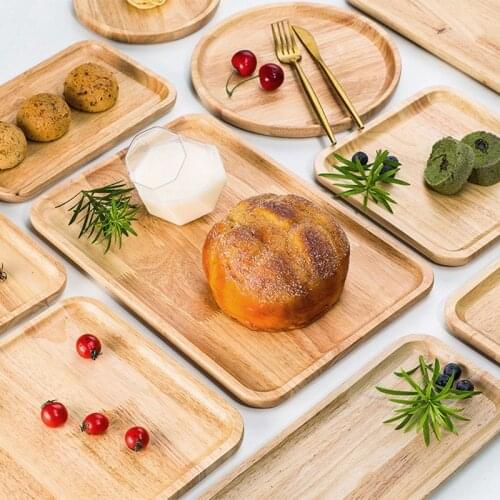 Wooden Plates For Food Rectangle Oak Japanese Tableware Household Bread Tray Hotel Tea Set Round Fruit Plate for Kitchen