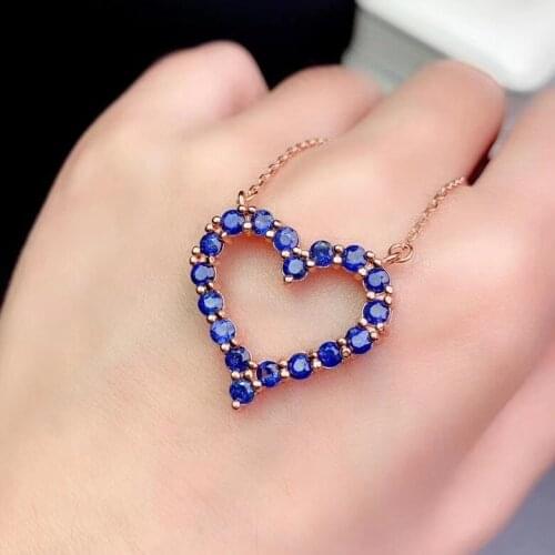 Elegant Gift for the Party New Trendy Sapphire Pendant 925 Sterling Silver Fine Jewelry Sapphire Necklace