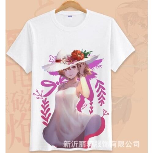 Japanese Anime A Certain Scientific Railgun Cosplay T Shirt Toaru Kagaku no Railgun Summer T-Shirt Cartoon Top Tee Costume