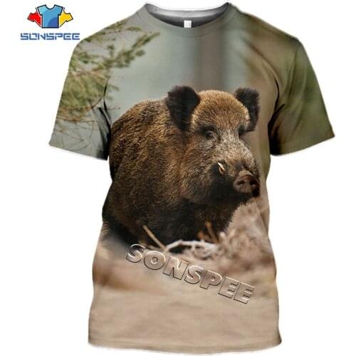 SONSPEE Hunting wild boar Animals Harajuku 3D Printed T-Shirt Summer Fashion Mens t shirts Funny Hip hop Short Sleeve Tees Tops