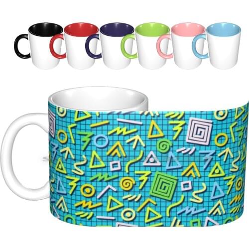 Retro 80s 1980s Vintage Pattern Ceramic Mugs Coffee Cups Milk Tea Mug 80 S 80s Retro 90s Vintage 1980s Cartoon Aesthetic