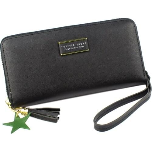 Women Wallets Lady Coin Purse Cards Holder Brand Woman Long Wristlet Wallet Handbags Star Tassels Zipper Moneybags Purses Pocket