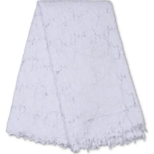White color Cord Lace African Lace Fabric Beautiful Nigerian French Guipure Lace Fabric For Wedding Party Dress 4057B-2
