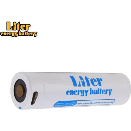 Micro-USB 18650 3400mAh 12.58Wh Li-ion Rechargeable Battery 18650 USB lithium rechargeable battery, 3.7v high capacity 3400mah