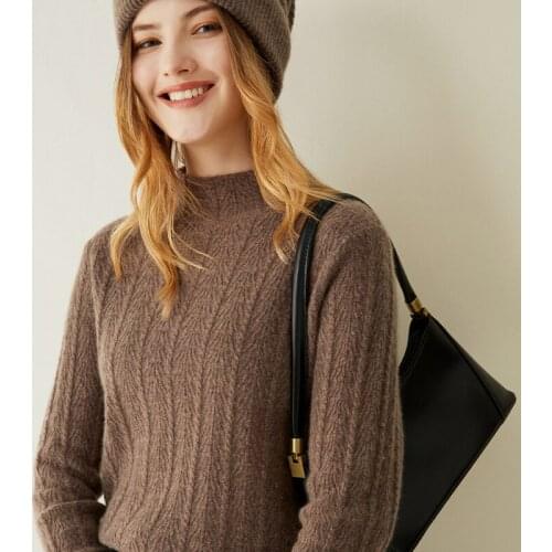 LONGMING Women Sweater 100% Cashmere Winter Pullover Wool Knitted Sweater Jumper Women Autumn Warm Sweaters Knit Top Long Sleeve