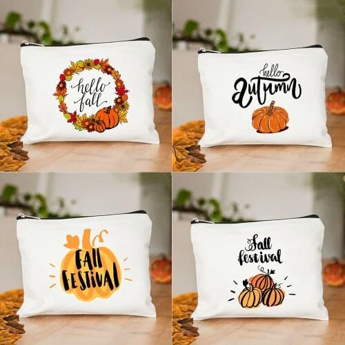 Halloween Pumpkin Print Multifunction Cosmetic Bag Ladies Handbag Toiletries Bag Organizer Storage Bag Home Travel Makeup Bags