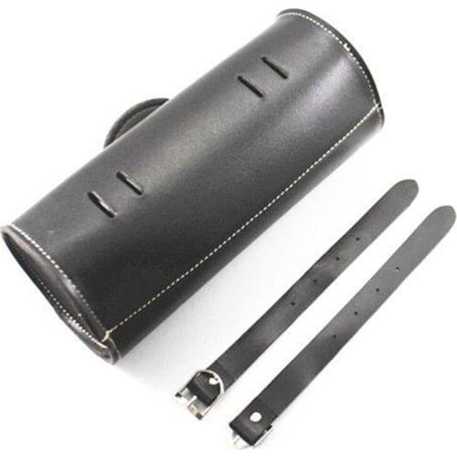 Motorcycle Black PU Roll Barrel Tool Bag Luggage Saddlebag Scooter Offroad Old School Cruiser Bobber Chopper Touring Atv