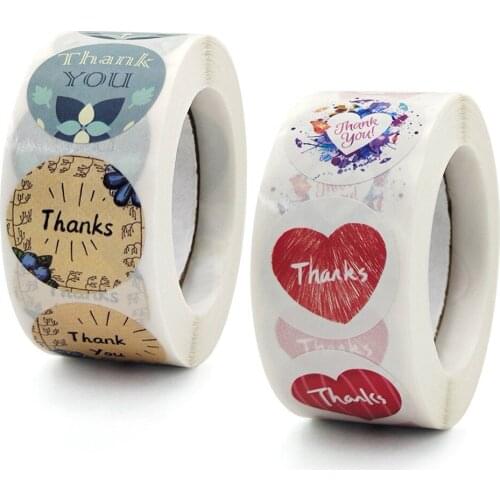 500pc/roll Thank You Label Stickers For Envelope Seal Labels Gift Packaging Decor Birthday Party Scrapbooking Stationery Sticker