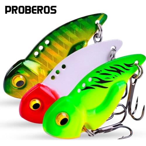 PROBEROS 50PCS VIB Baits Minnow 5g 8g 14g 20g 3D Eyes Spoon Spinner Fishing Lures Hard Baits Fishing Tackle with Treble Hooks