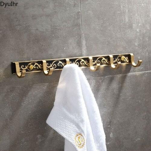 DyuIhr simple wall-mounted space aluminum black ancient gold bathroom coat hook row hook towel hook rack bathroom accessoriesies