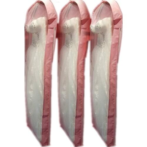 New Arrival Pink Waterproof Dust Cover For Wedding Dress Gown Dustproof Bridal Garment Storage Bag Long Clothes Protector Case