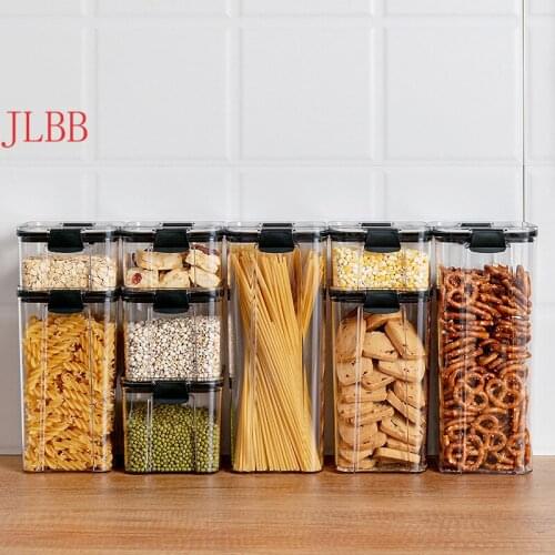 Sugar Storage Box Food Storage Tank Noodle Jar Multigrain Coffee Organizer Container Kitchen Plastic Square Bottle With lid