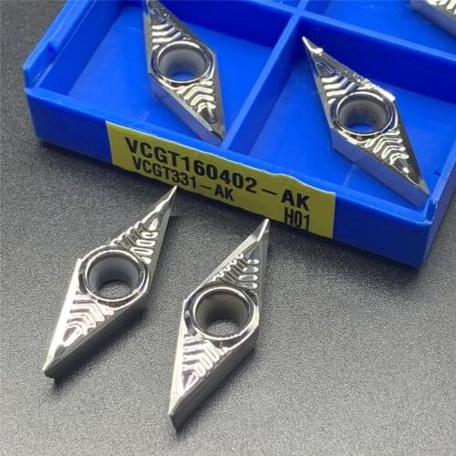 10PCS VCGT160402/04/08-AK HO1 high quality cnc carbide turning inserts turning cutter CNC carbide turning insert