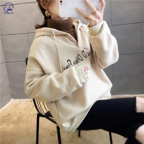 Hoodies For Girls Warm Velvet Long Sleeve Large women fleece hoodie sweatshirts winter fashion oversize ladies pullovers jacket