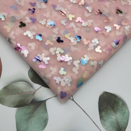 1M Mickey Tulle Confetti Glitter Mesh Material For Wedding Birthday Party DIY Baby Girl Skirt Headband Handmade Sewing Supply