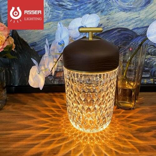 RSSER Smart Minimalist Style Saint Crystal Modern Bedside Table Lamp For Bedroom Atmosphere Light Pot Desk Lamp Acrylic Lamp