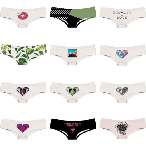 Medium Waist Printed Polyester Lady Underwear Colored Heart Diamond Cute Women Panties Lovely Pink Donut Girl Briefs
