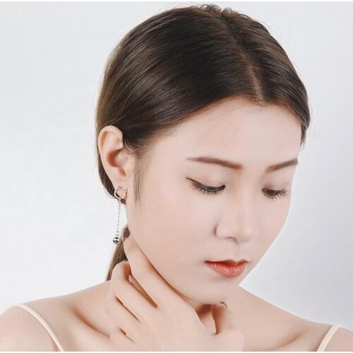Women 100% 925 sterling silver Cute Tassel bell Stud Earrings Tassel for Girls Animal Cat Earrings Jewelry Birthday Present
