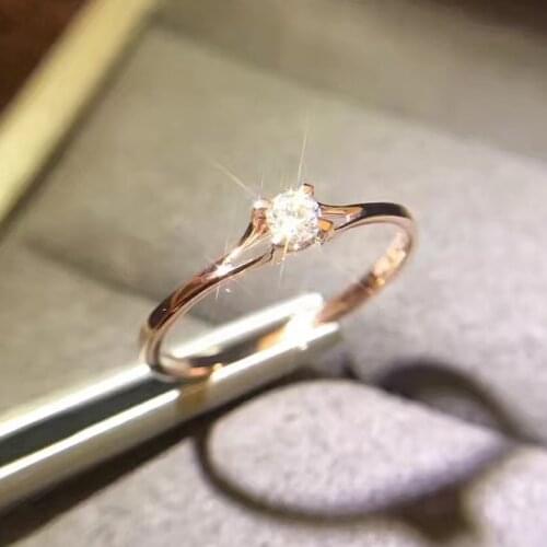 Minimalist Female Small White Round Ring 925 Sterling Silver Rose Gold Wedding Ring Promise Love Engagement Rings For Women
