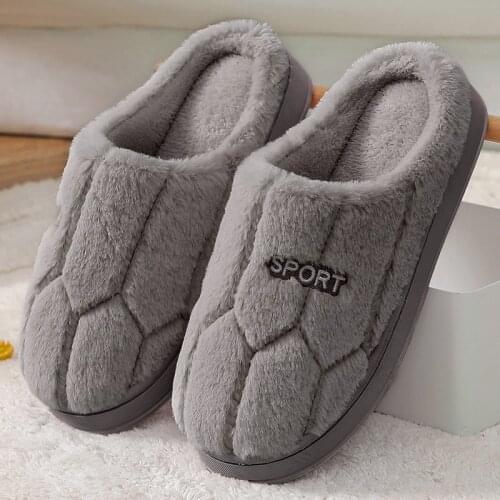 Winter Home Warm Slippers Men Embroider Plush Slippers Flat Flip Flop Men Women House Shoes Unisex Indoor Big Size Zapatos Mujer